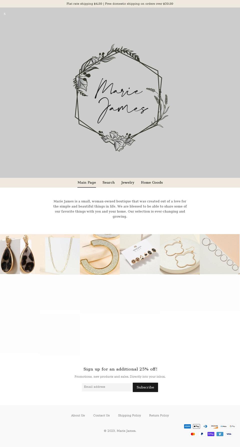 shopmariejames.com shopify website screenshot