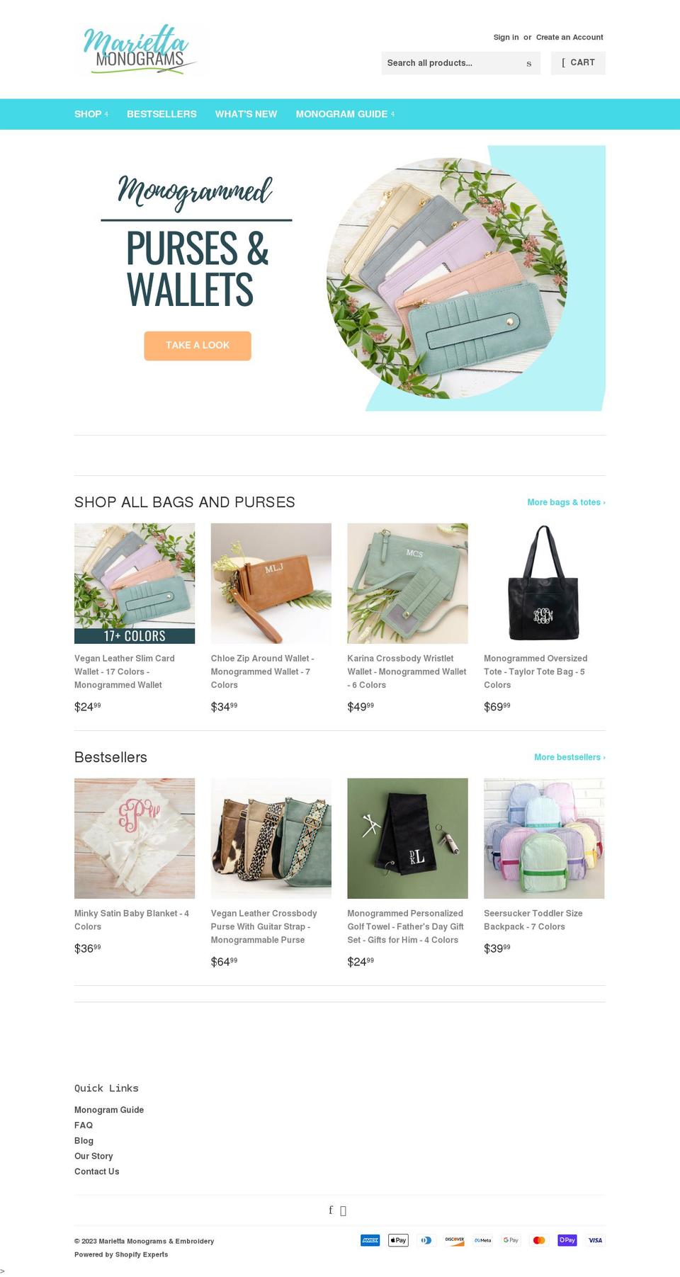 shopmariettamonograms.com shopify website screenshot