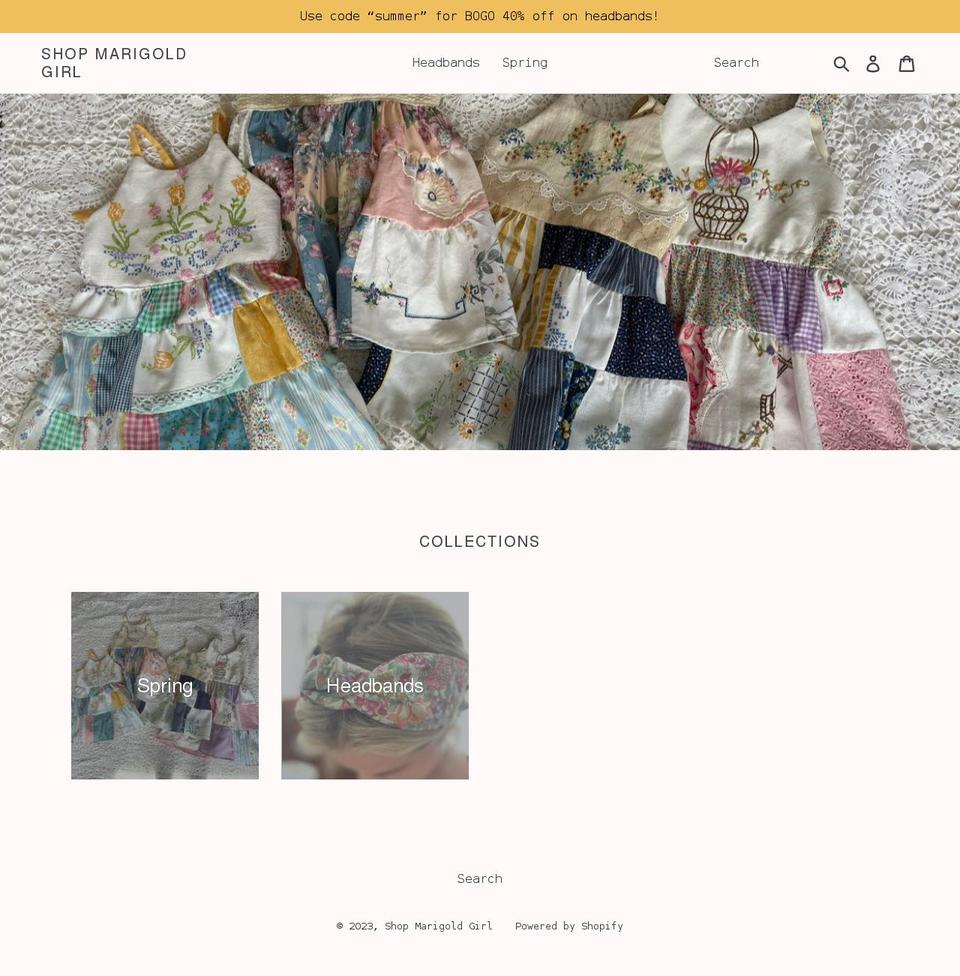 shopmarigoldgirl.com shopify website screenshot