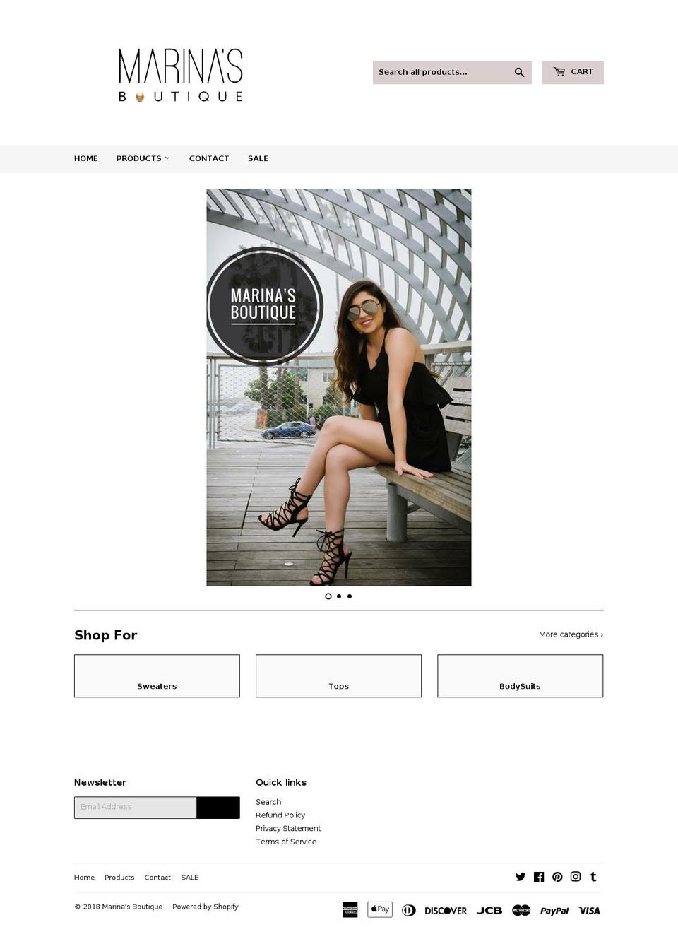 shopmarinasboutique.com shopify website screenshot