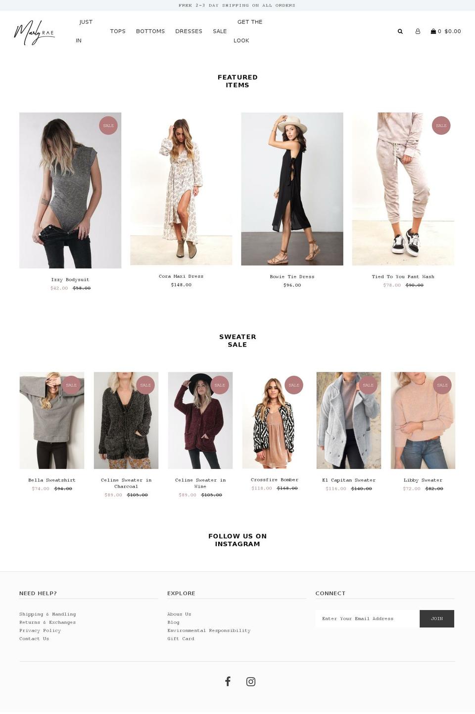 shopmarlyrae.com — Shopify storefront screenshot