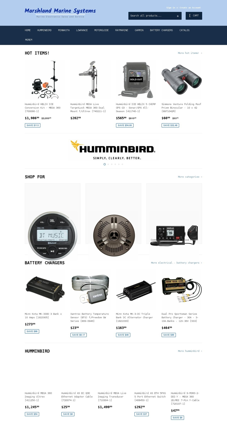 shopmarshlandmarine.com shopify website screenshot