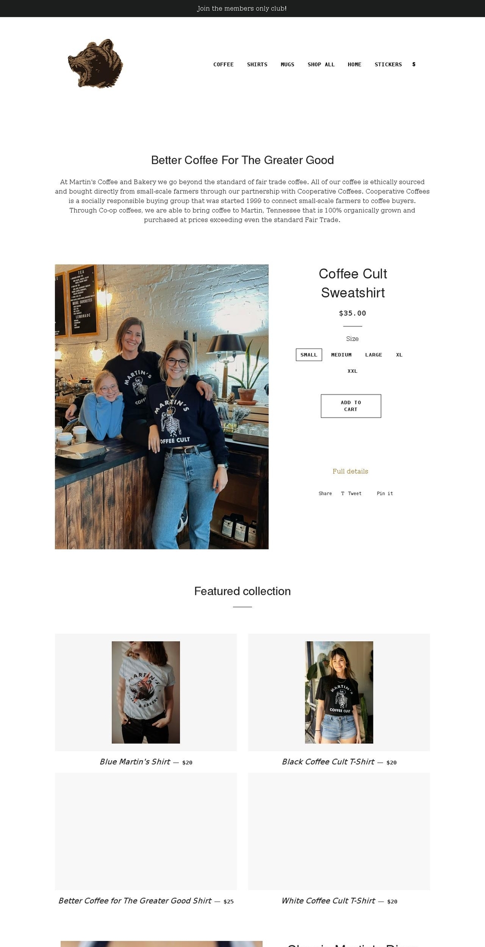 shopmartincoffeehouse.com shopify website screenshot