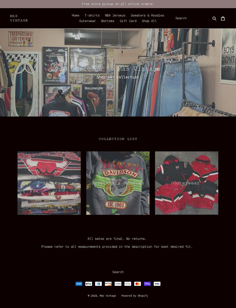 shopmasvintage.com shopify website screenshot