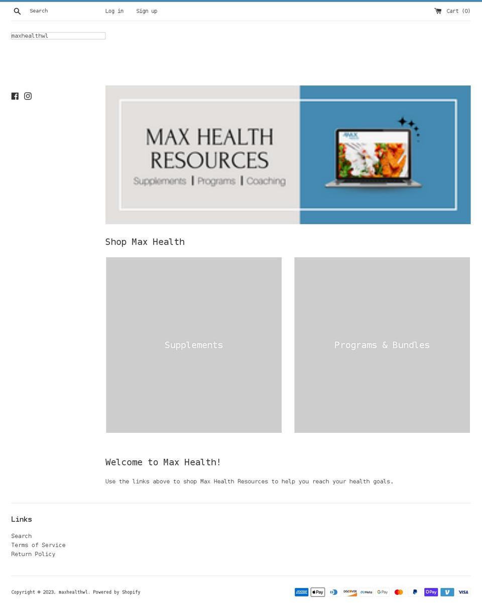 shopmaxhealthwl.com shopify website screenshot