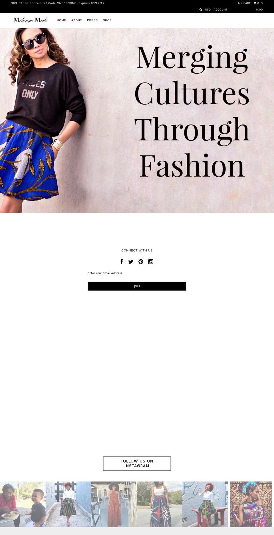 shopmelangemode.com shopify website screenshot