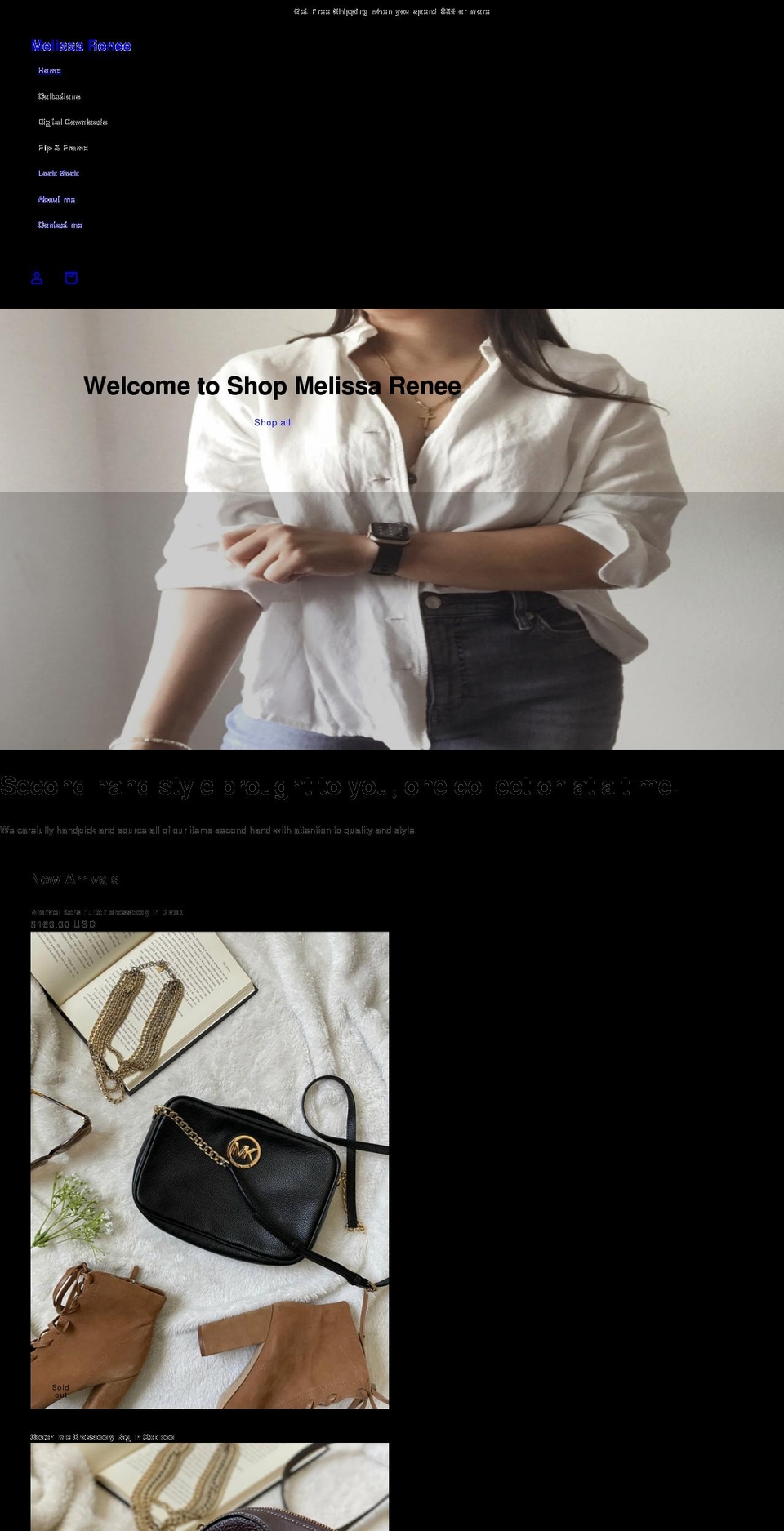shopmelissarenee.com shopify website screenshot