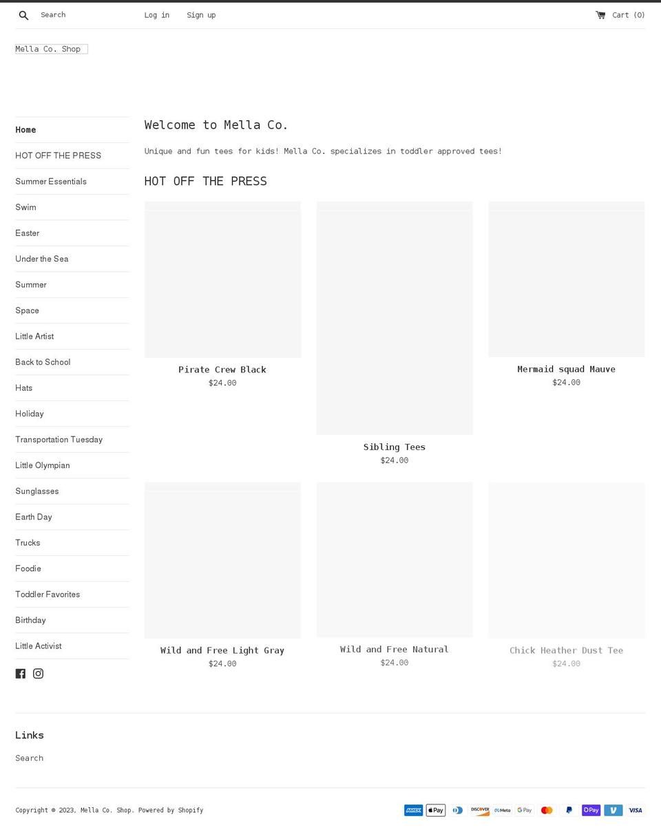 shopmellaco.com shopify website screenshot