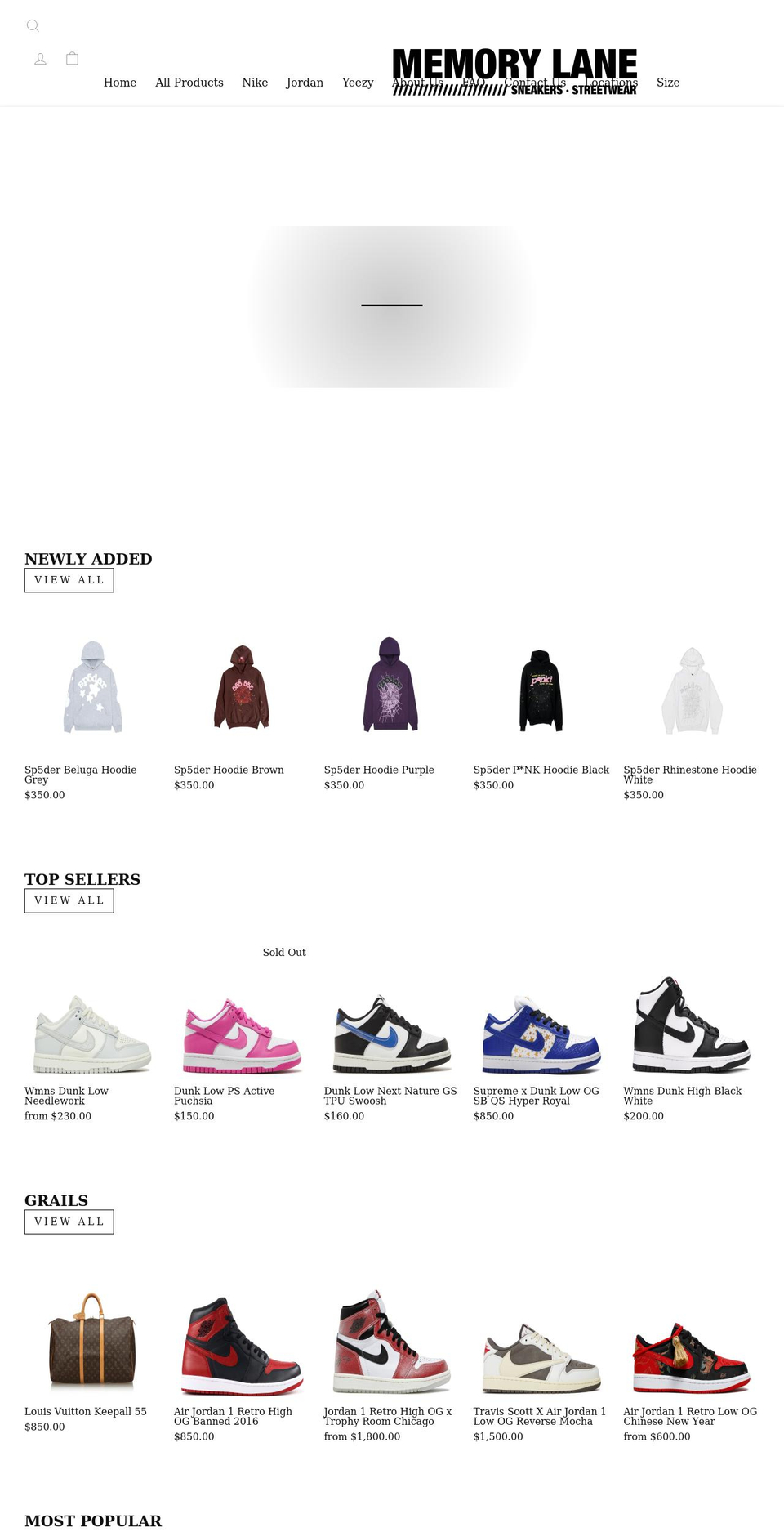 shopmemorylane.com shopify website screenshot