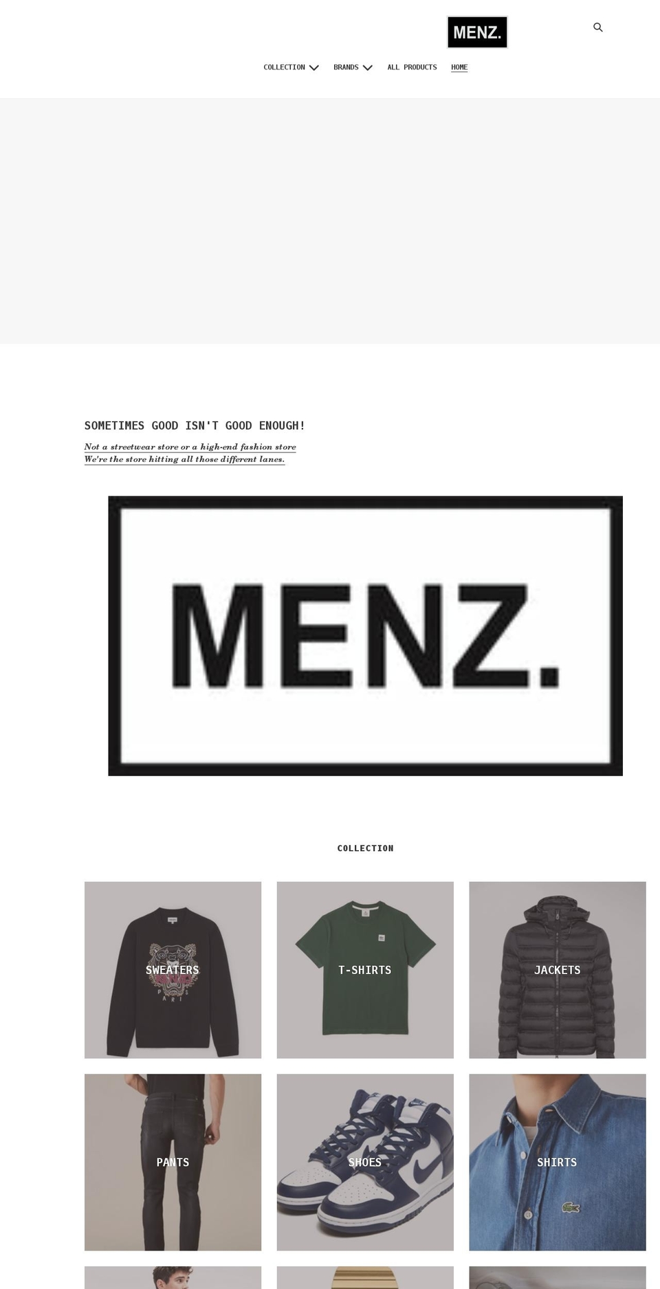 shopmenz.com shopify website screenshot