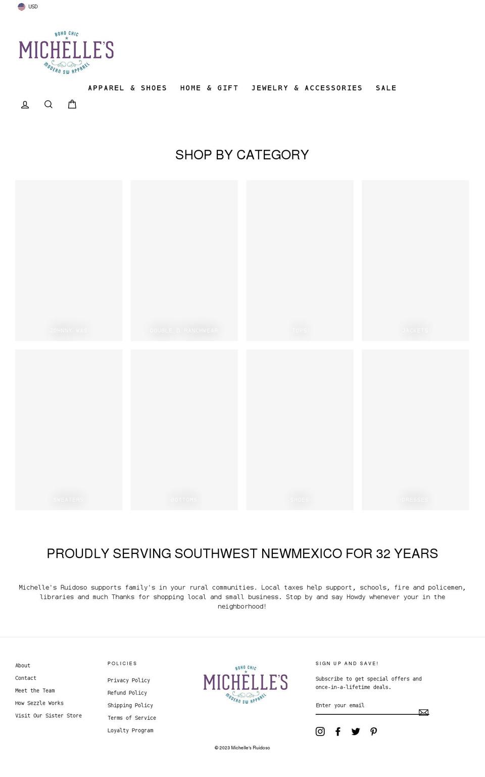 shopmichelles.com — Shopify storefront screenshot