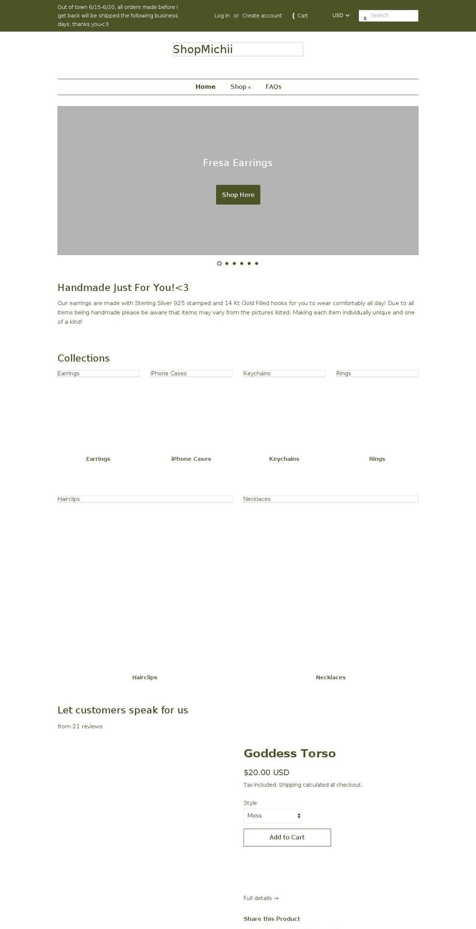 shopmichii.com shopify website screenshot