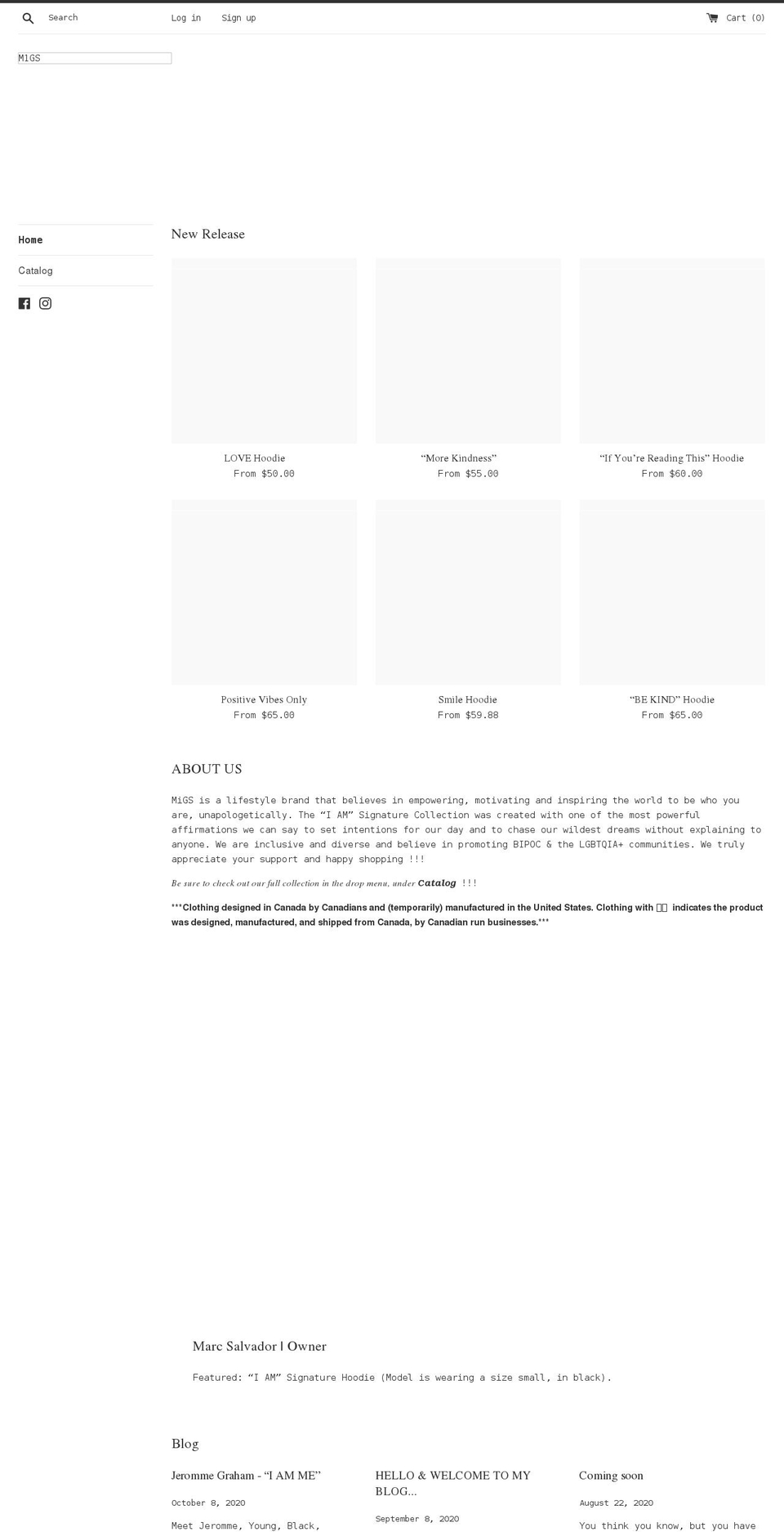 shopmigs.com shopify website screenshot