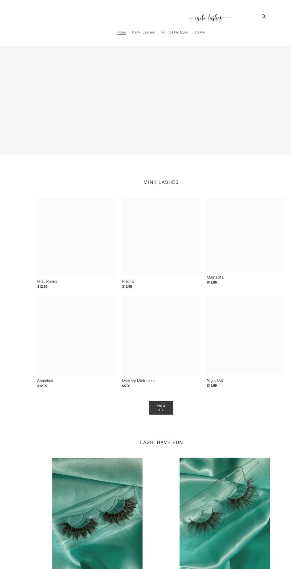 shopmilalashes.com shopify website screenshot