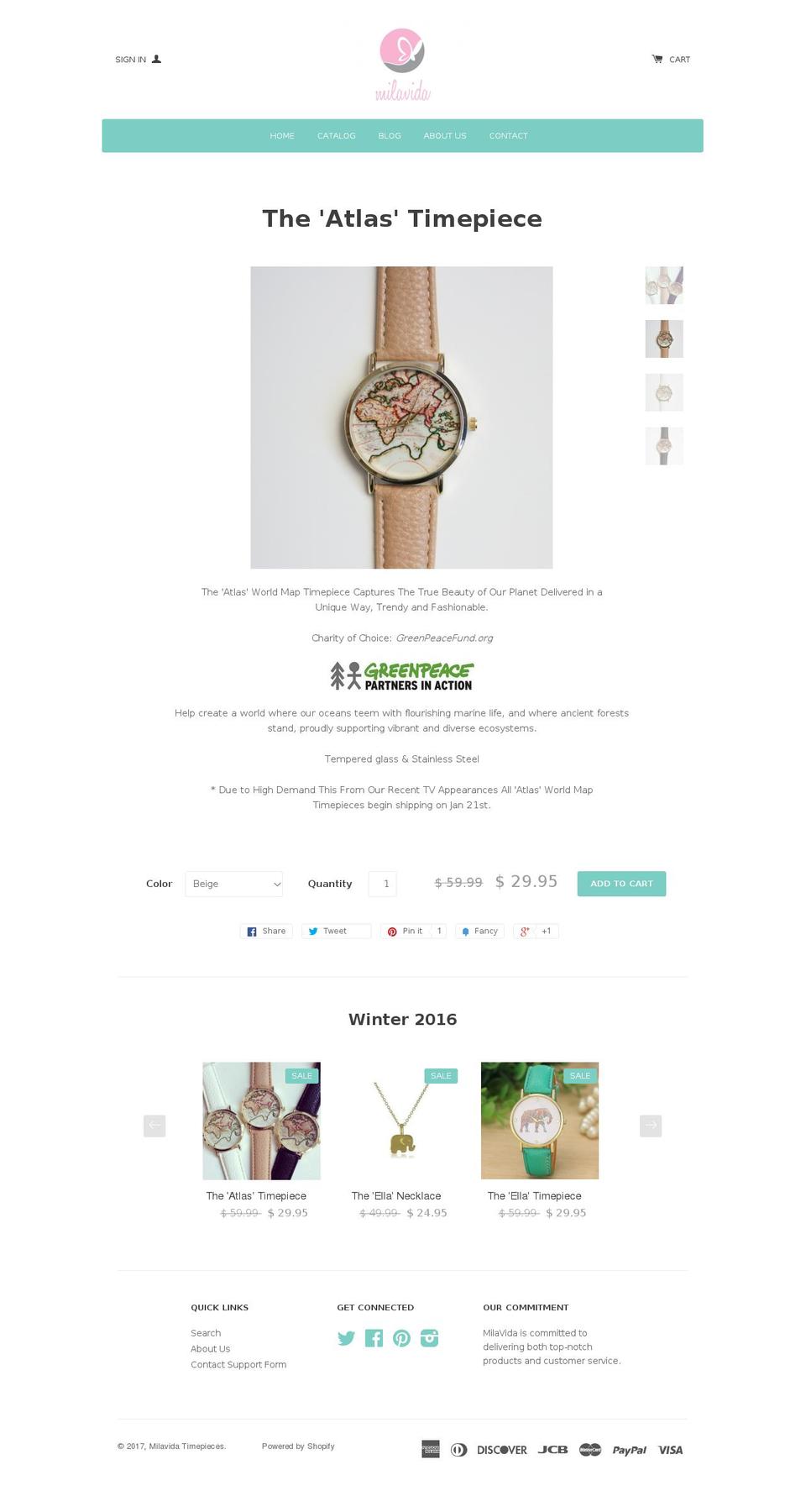 shopmilavida.com shopify website screenshot