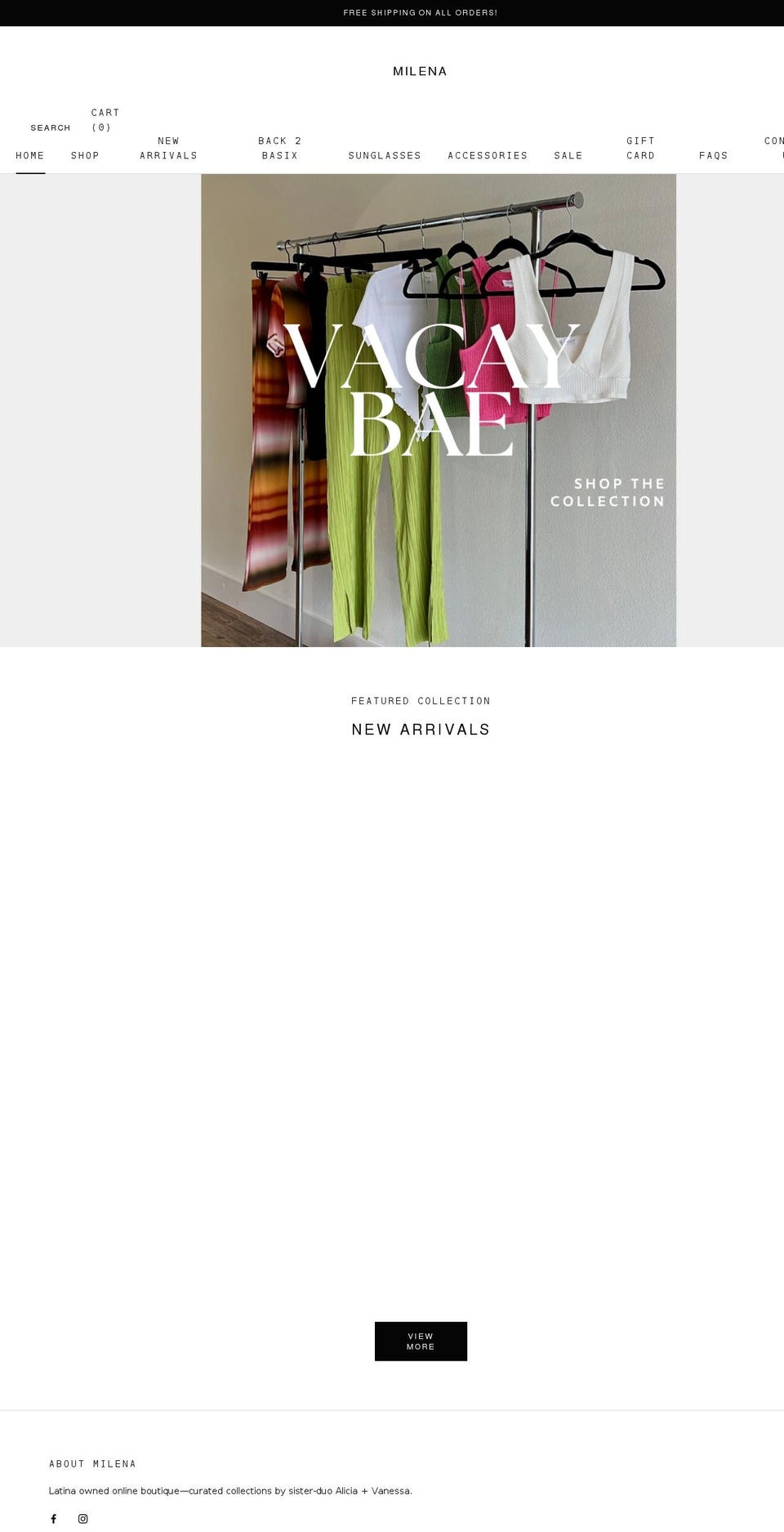 shopmilena.com shopify website screenshot