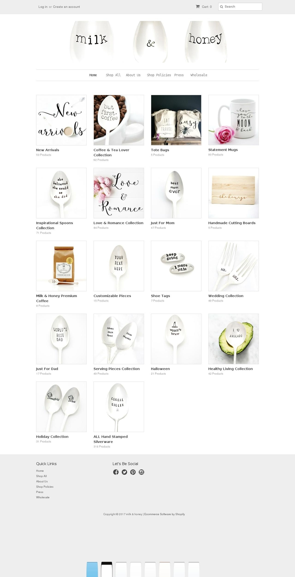 shopmilkandhoneyluxuries.com shopify website screenshot