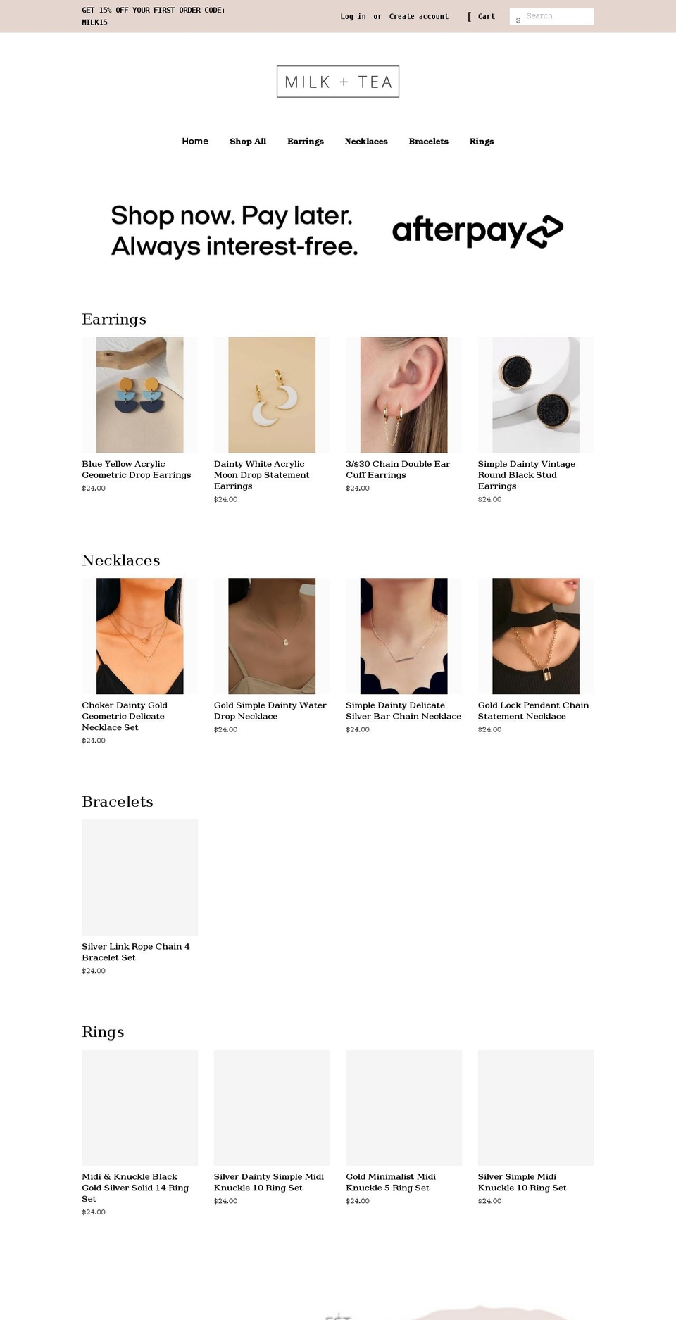 shopmilkandtea.com shopify website screenshot