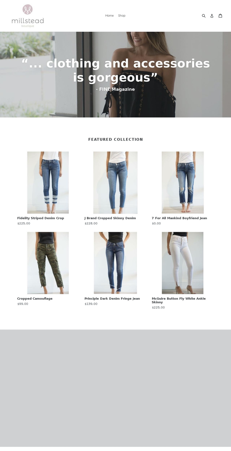 shopmillstead.com — Shopify storefront screenshot