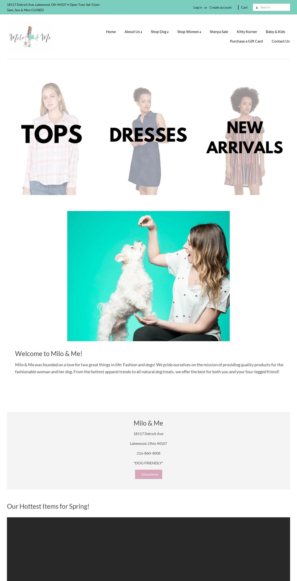 shopmiloandme.com shopify website screenshot