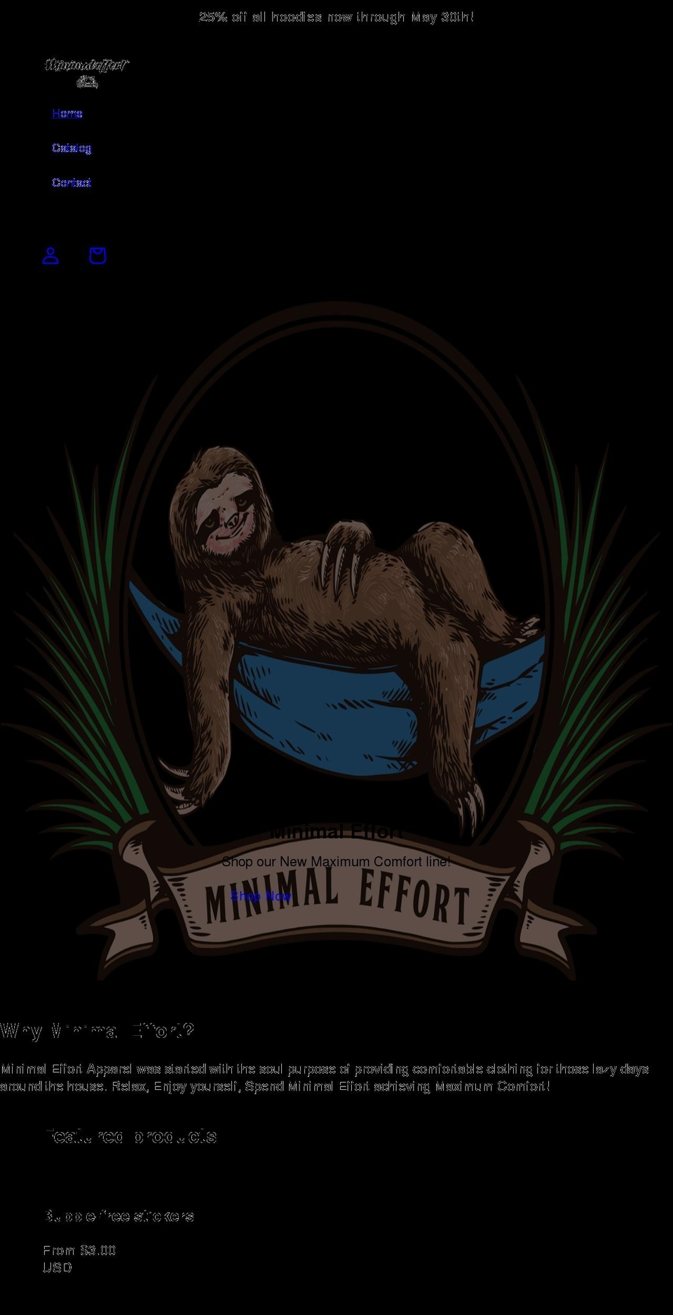 shopminimaleffort.com shopify website screenshot