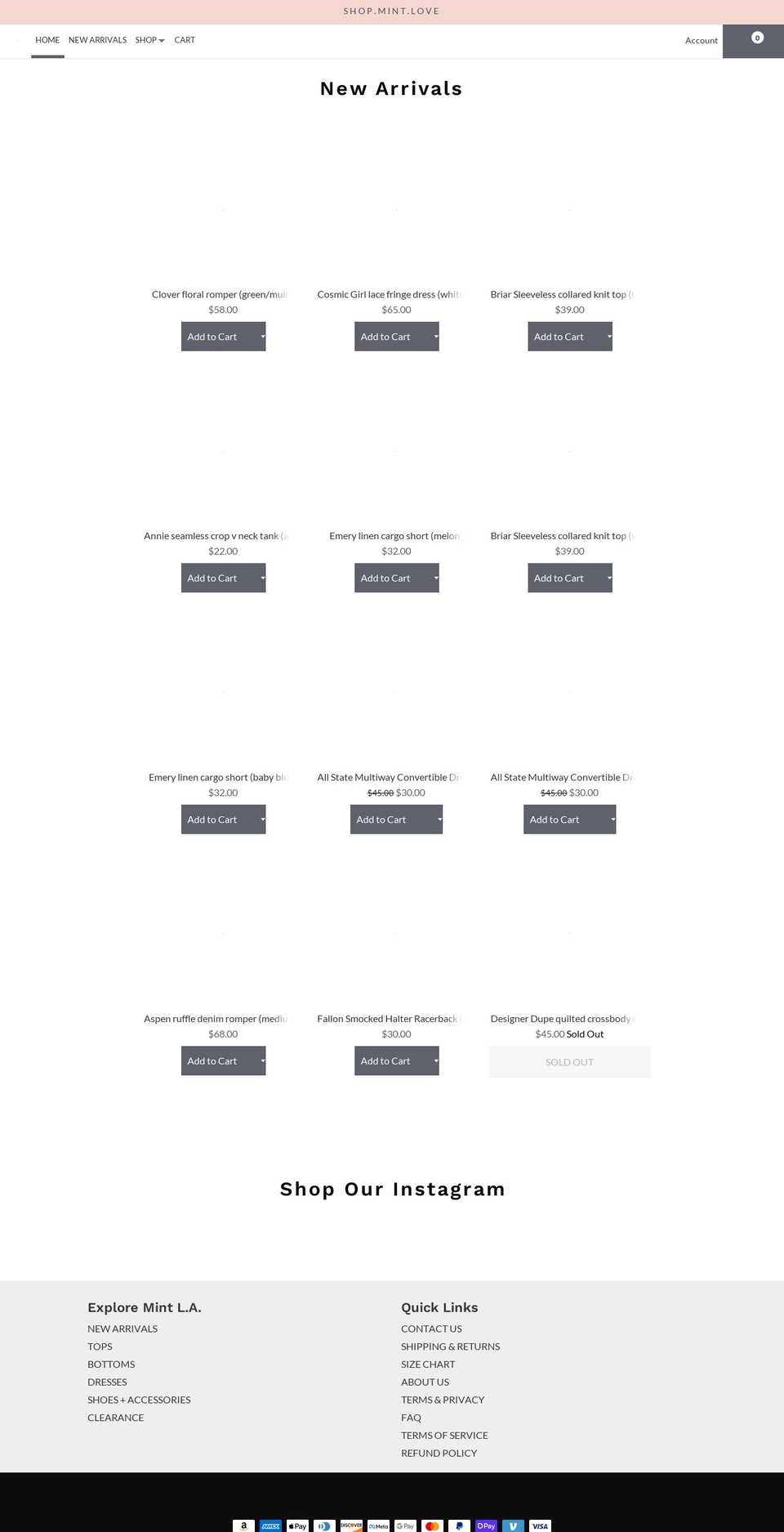 shopmintlove.com — Shopify storefront screenshot
