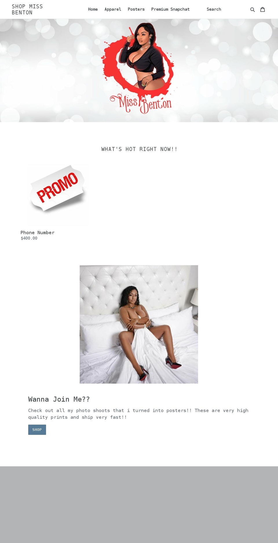 shopmissbenton.com — Shopify storefront screenshot