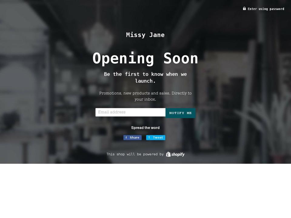 shopmissyjane.com shopify website screenshot