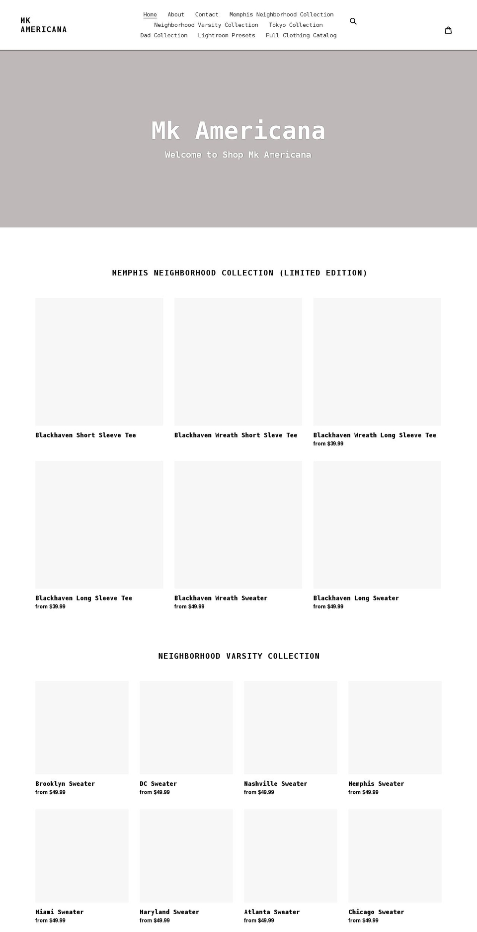 shopmkamericana.com shopify website screenshot