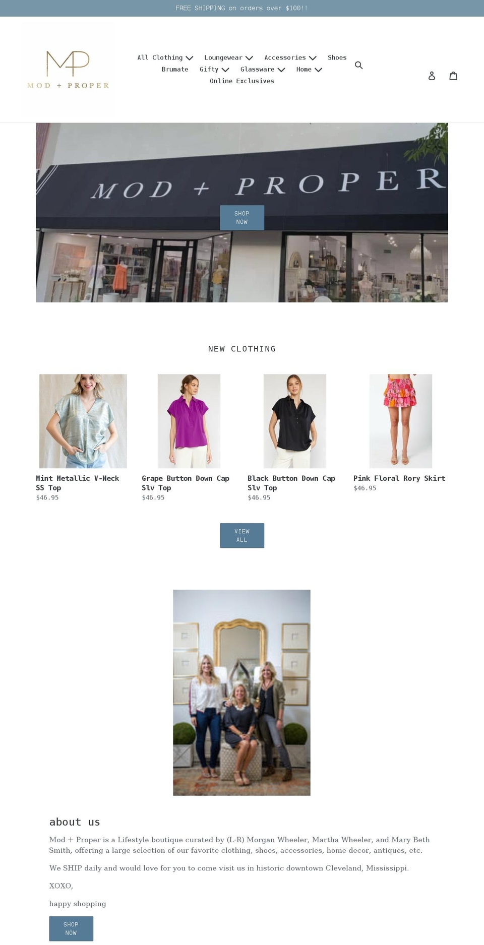 shopmodandproper.com shopify website screenshot