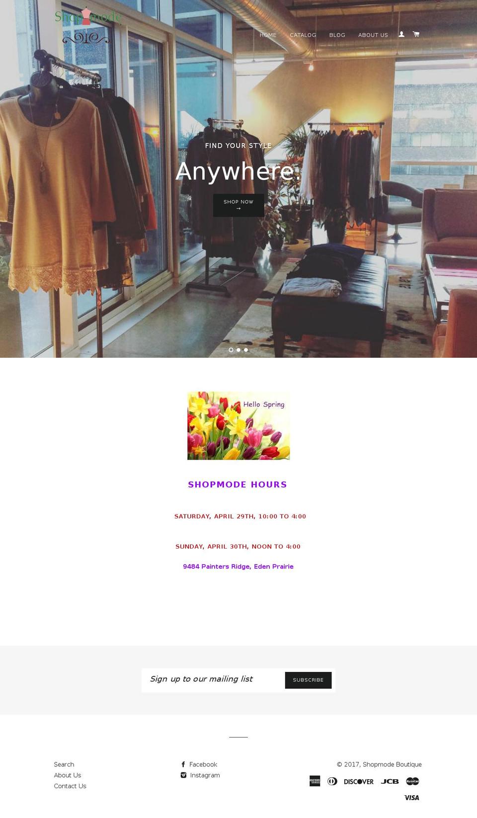 shopmodeboutique.com shopify website screenshot