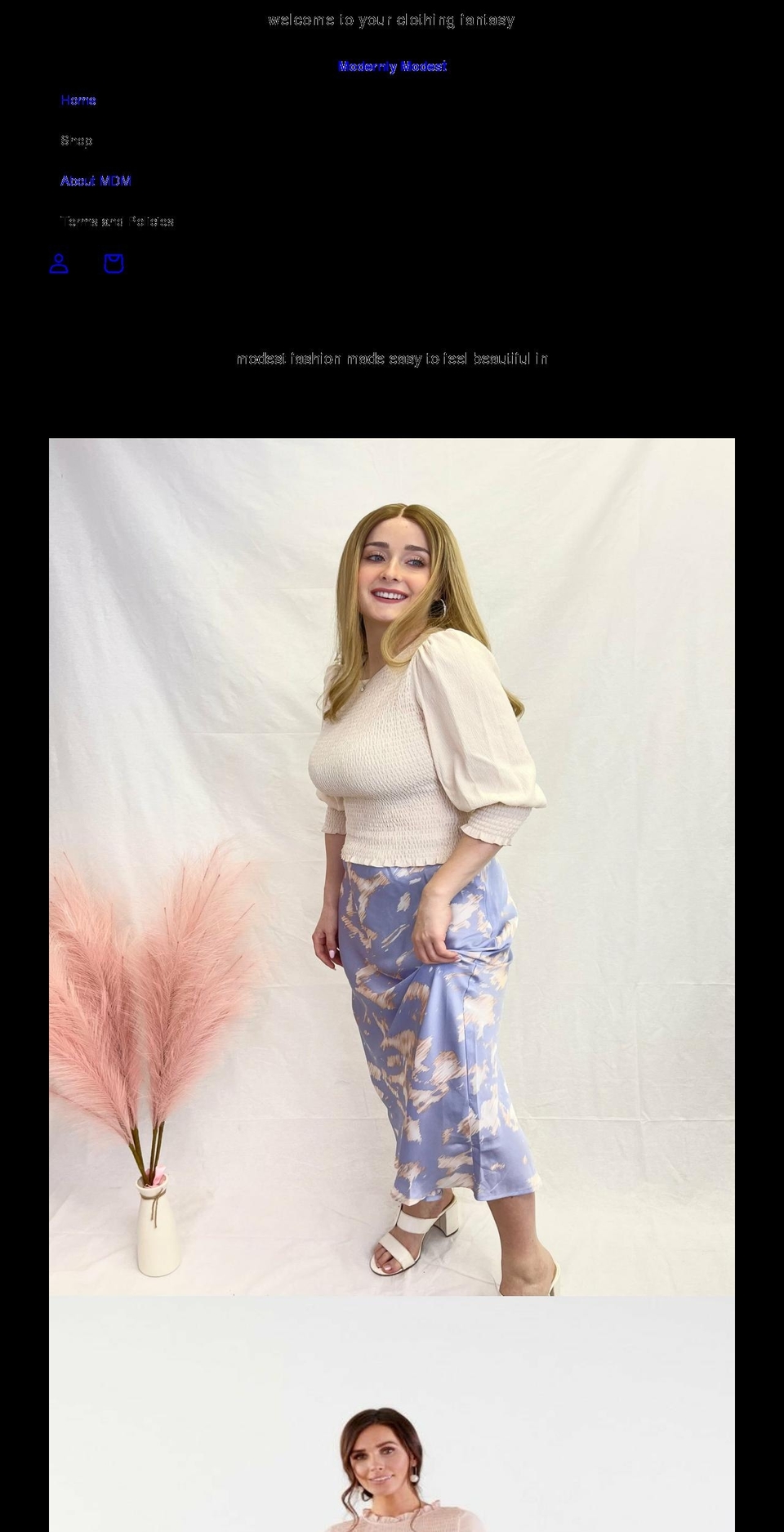 shopmodernlymodest.com shopify website screenshot