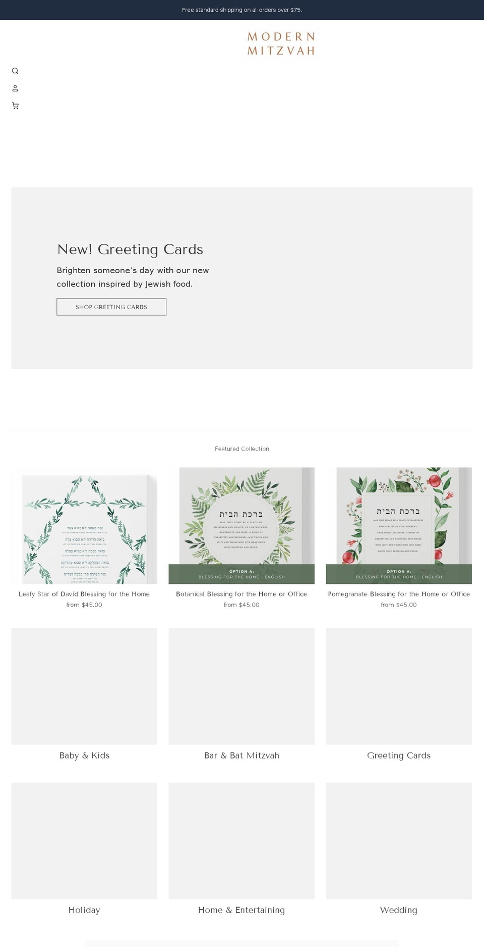 shopmodernmitzvah.com shopify website screenshot