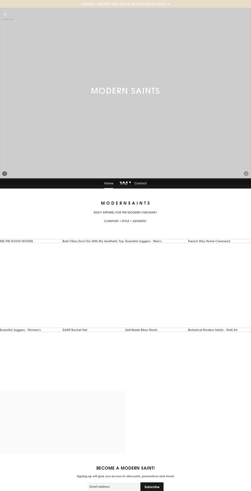 shopmodernsaints.com shopify website screenshot