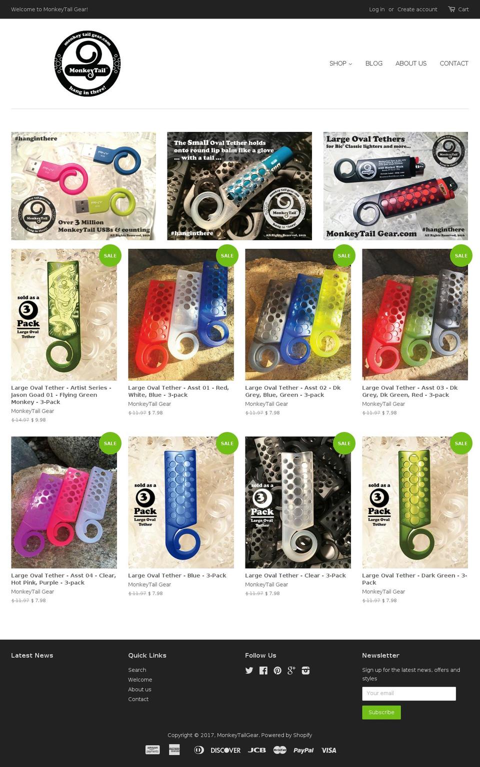 shopmonkeytailgear.com shopify website screenshot
