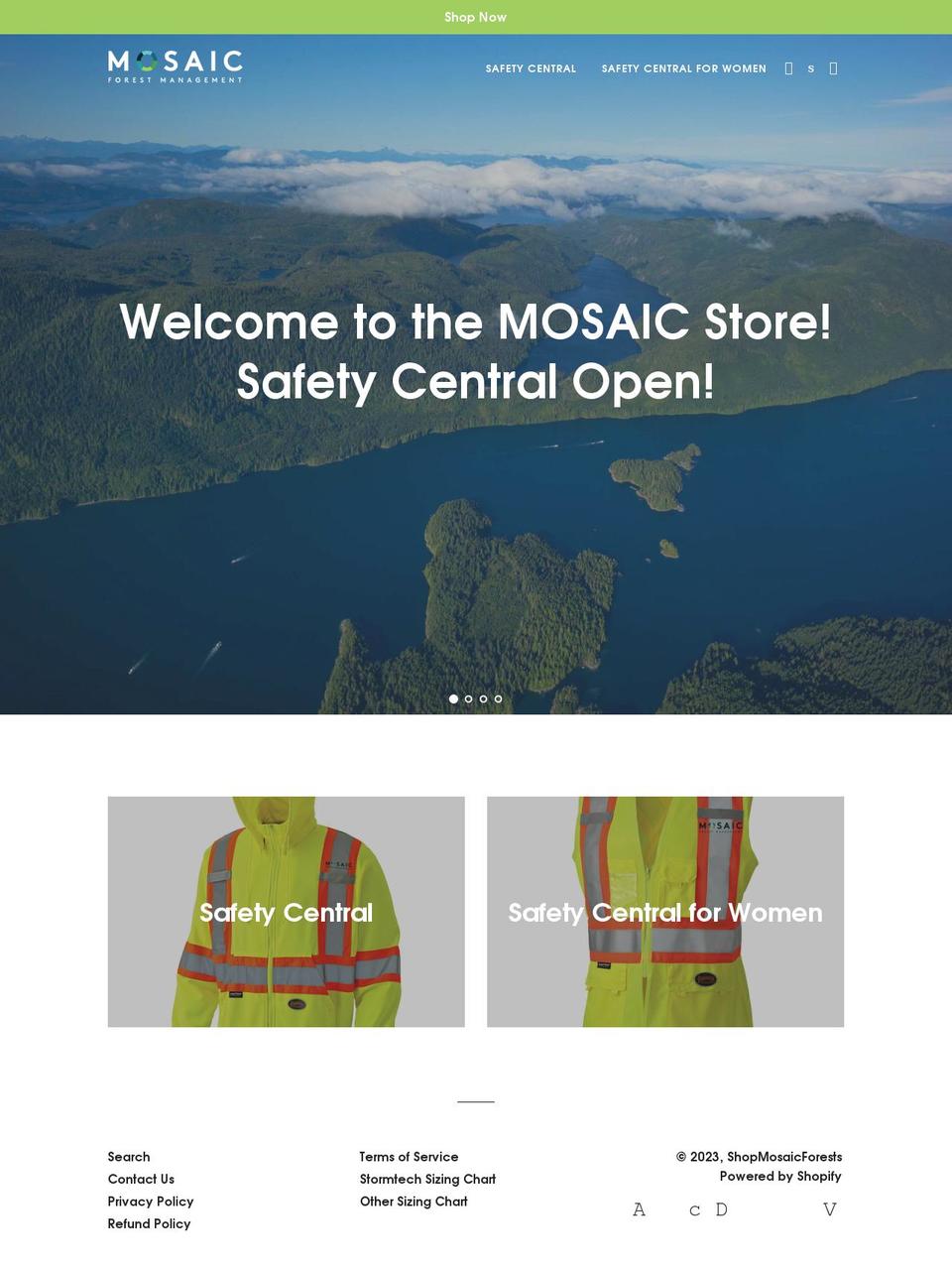 shopmosaicforests.com shopify website screenshot