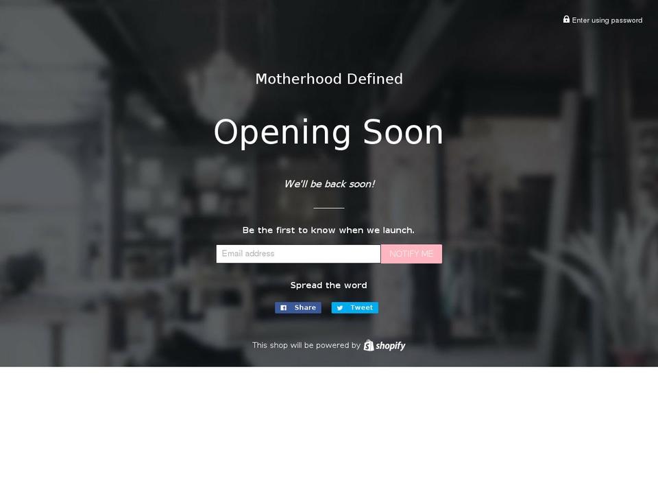 shopmotherhooddefined.com shopify website screenshot