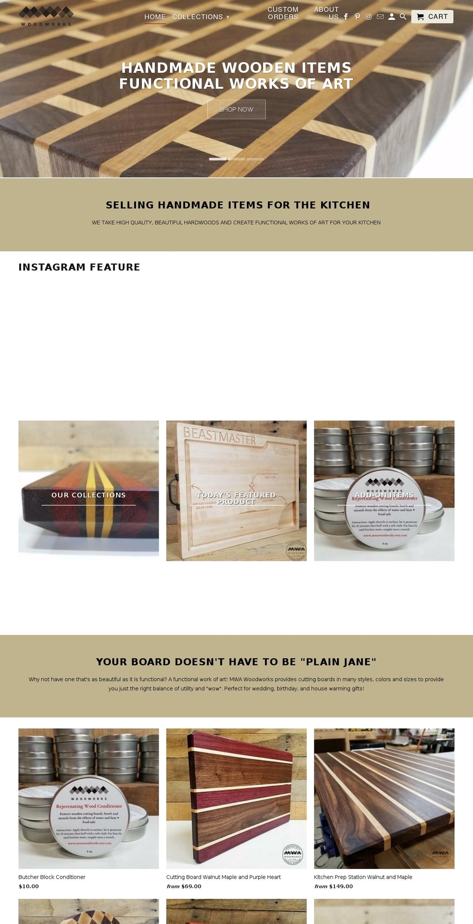 shopmwawoodworks.com — Shopify storefront screenshot
