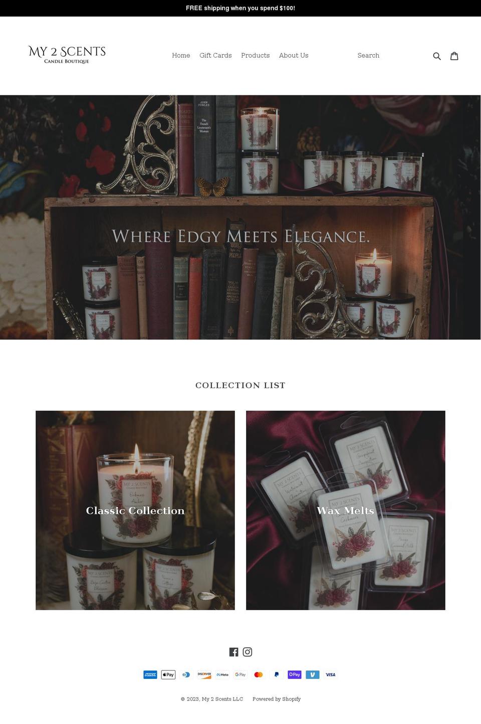 shopmy2scents.com shopify website screenshot