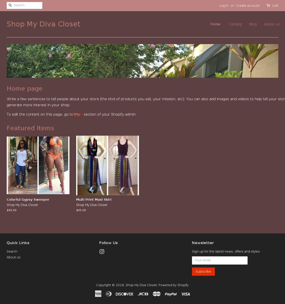 shopmydivacloset.com shopify website screenshot