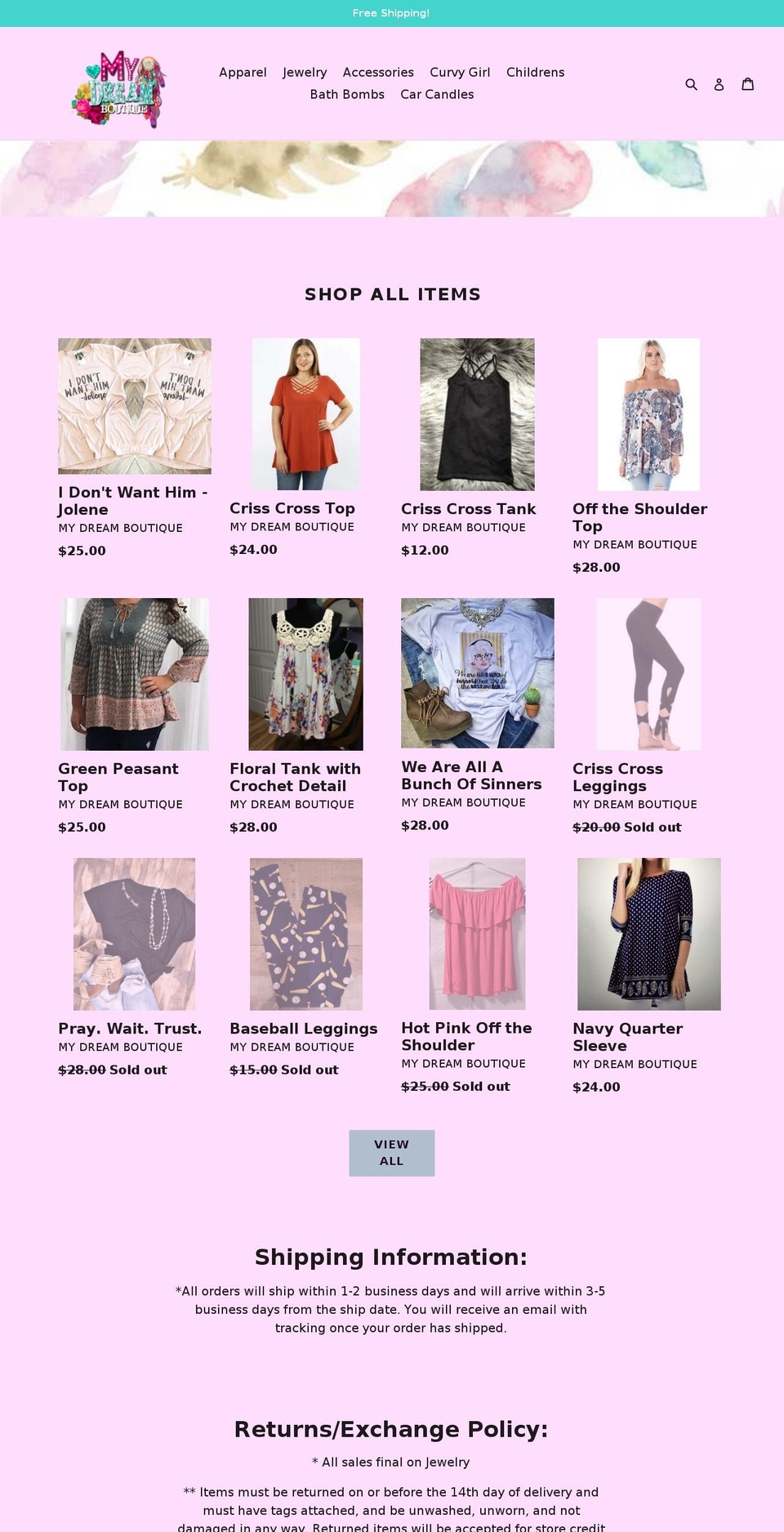 shopmydreamboutique.com shopify website screenshot