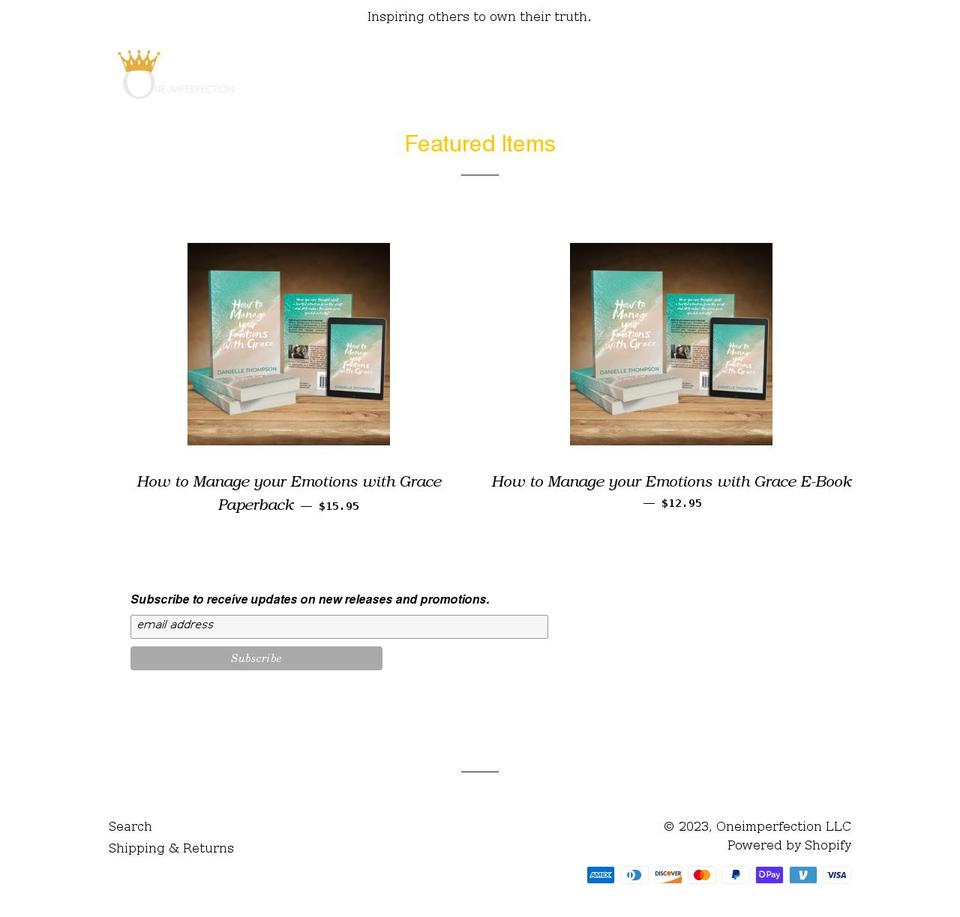 shopmyoneimperfection.com shopify website screenshot