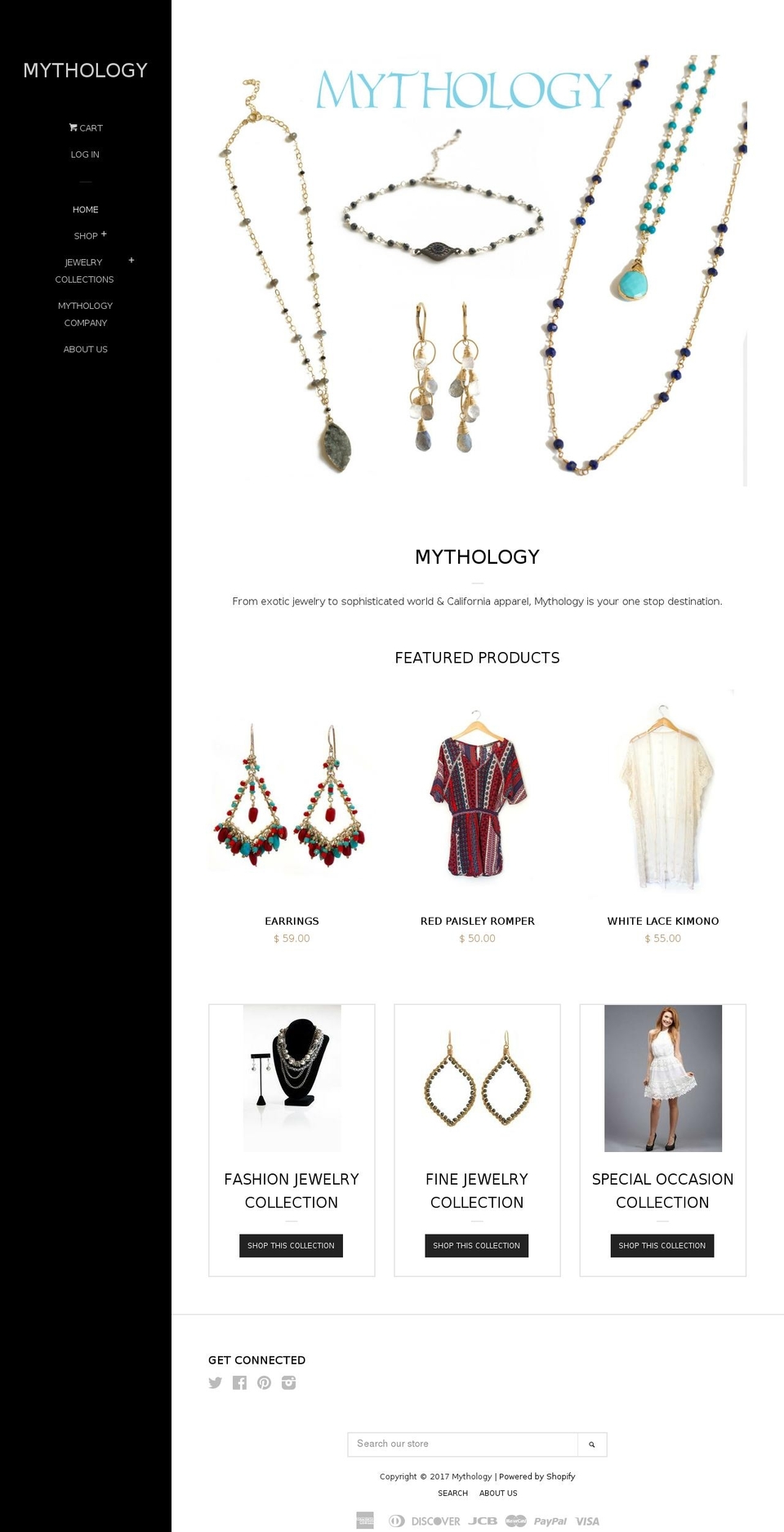 shopmythology.net shopify website screenshot