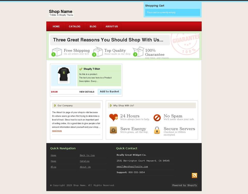 shopname.myshopify.com shopify website screenshot