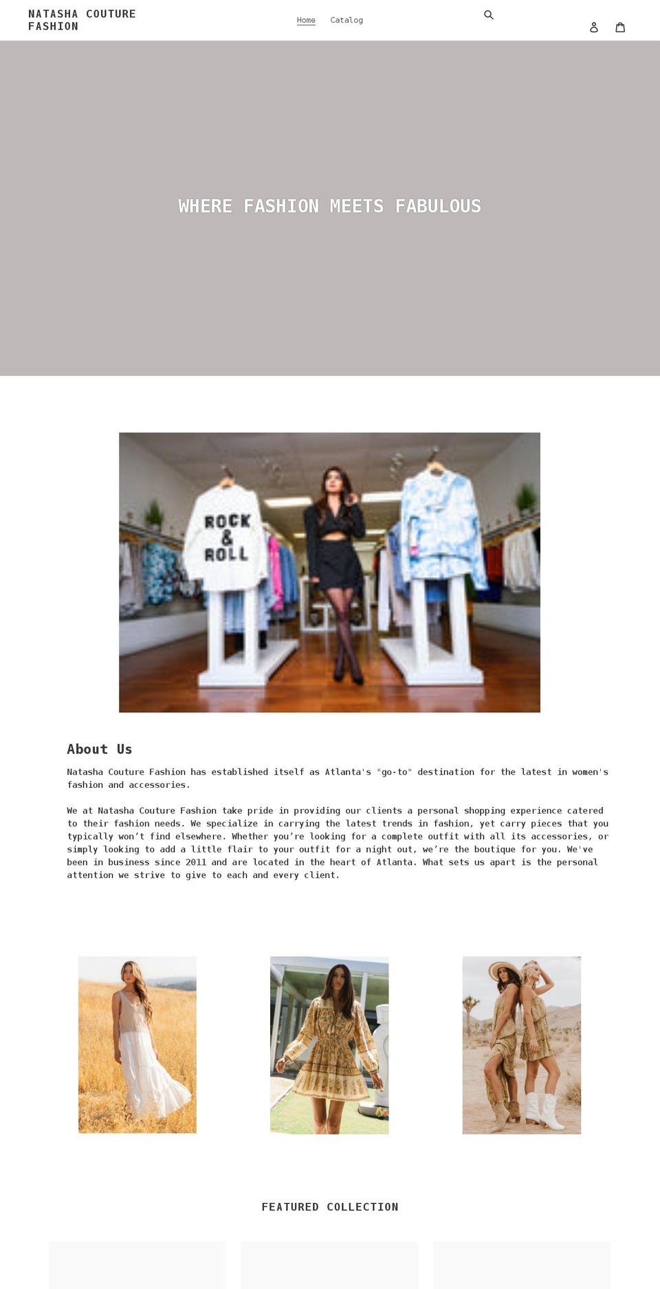 shopnatashacouture.com shopify website screenshot