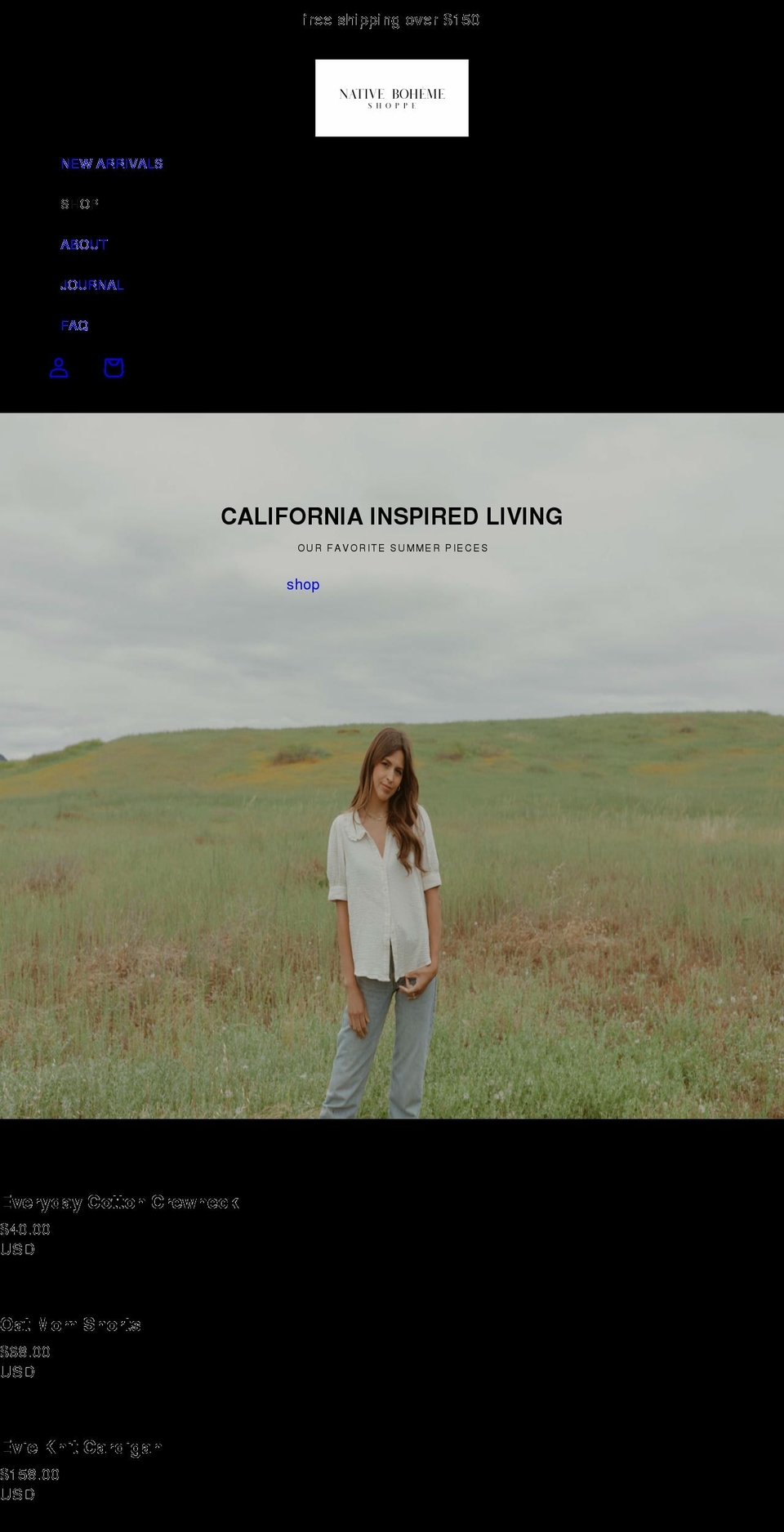 shopnativeboheme.com shopify website screenshot