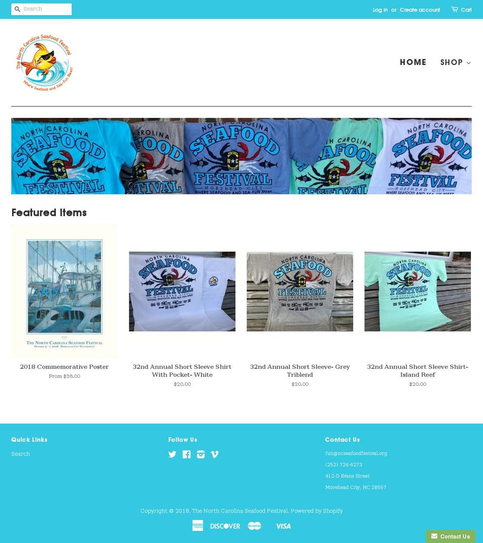 shopncseafoodfestival.org shopify website screenshot
