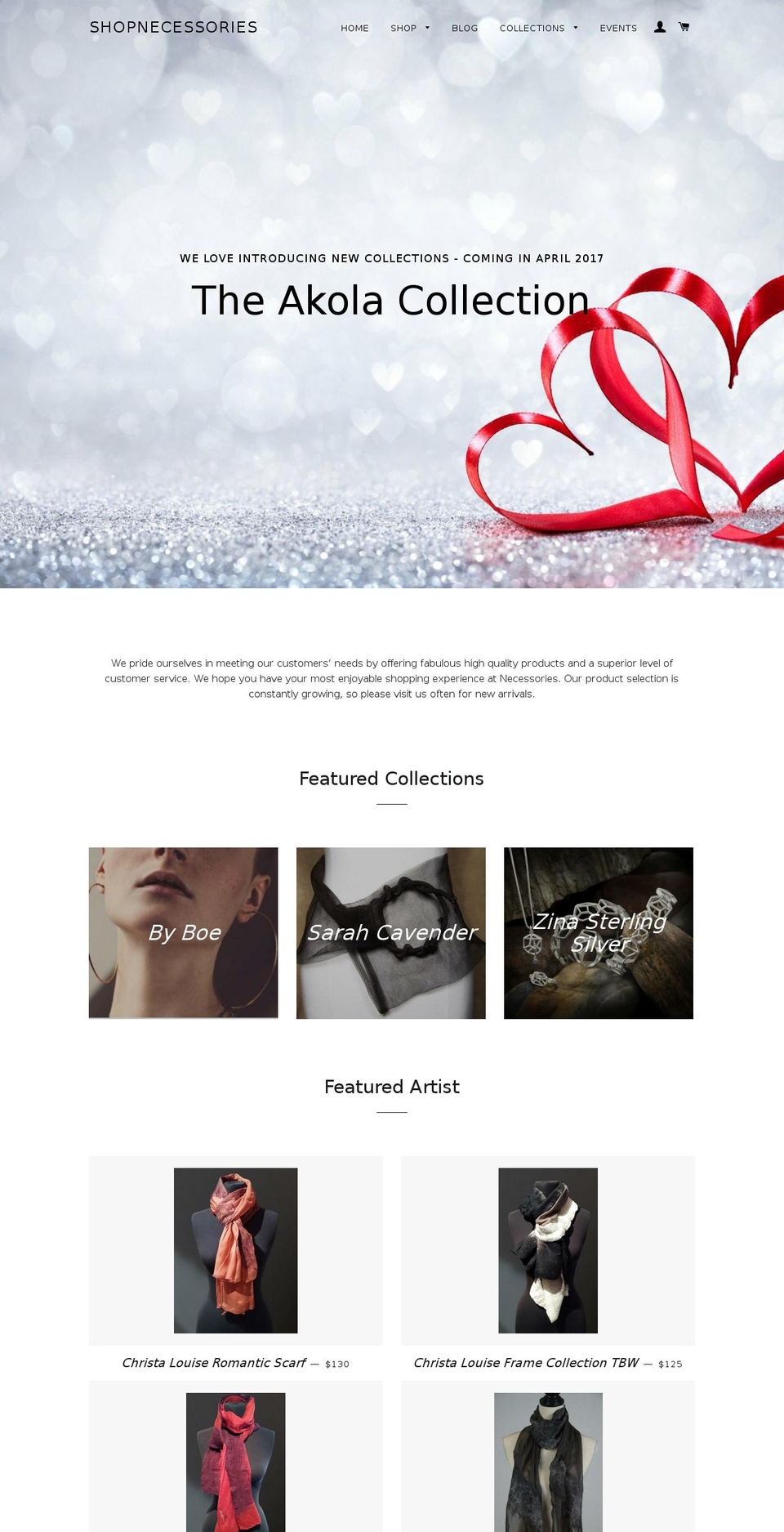 shopnecessories.com shopify website screenshot