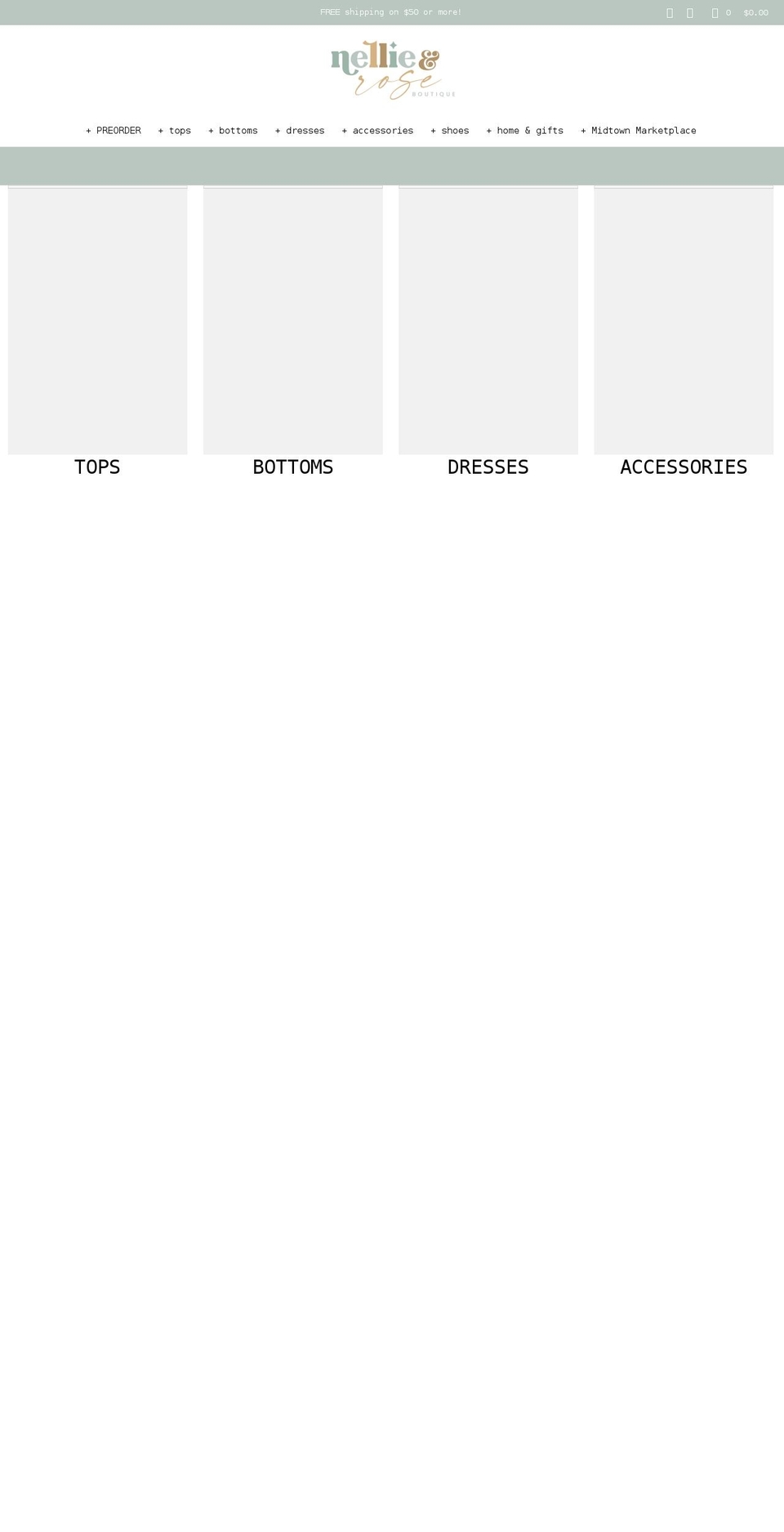 shopnellierose.com shopify website screenshot