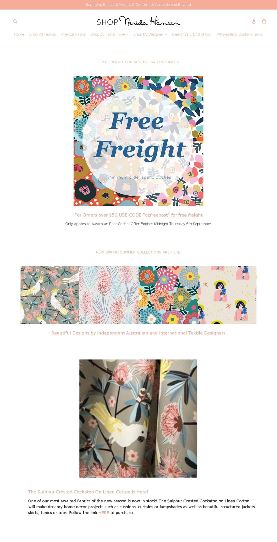 shopneridahansen.com — Shopify storefront screenshot